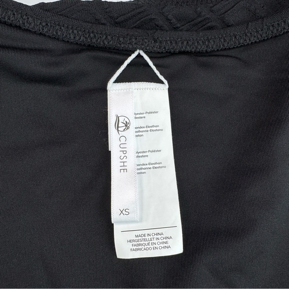 CUPSHE One Piece Swimsuit Black XS Cutout Scallop Trim Knotted Textured Swimwear - Picture 2 of 13